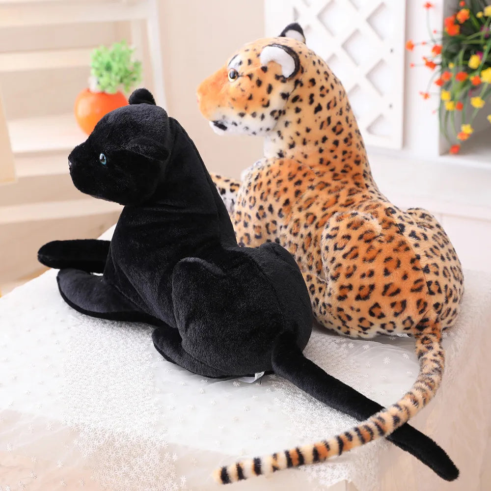 Huge Lifelike Tiger Leopard Plush Toys Stuffed Soft Wild Animals Simulation White Tiger Jaguar Doll  Birthday Gifts