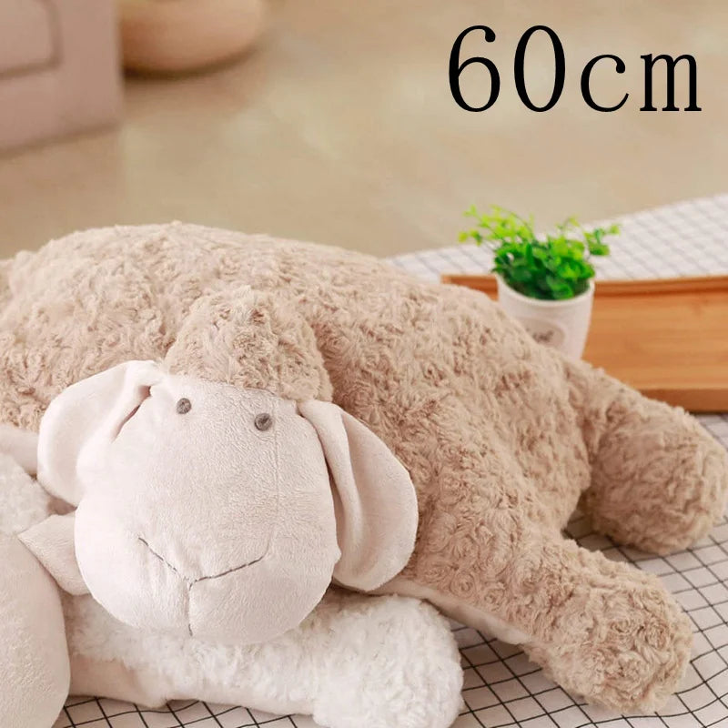 Korea Lamb Folding Plush Pillow Soft Stuffed Animal Simulation Sheep Plush Changeable Doll For Friend Room Decor Chair Cushion