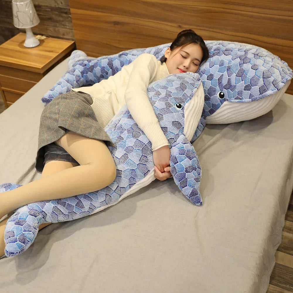 High Quality 110cm Giant Size Whale Plush Toy Blue Sea Animals Stuffed Toy Huggable Shark Soft Animal Pillow Gift