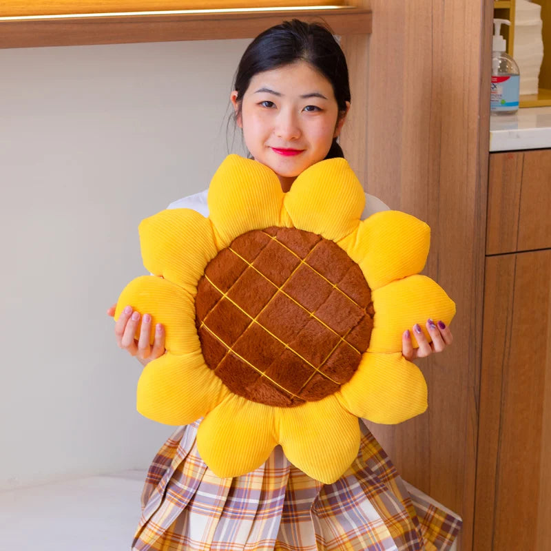 40/50/70CM 1pc Stuffed Sunflower Plush Plant Seat Cushion Flowers Decor Pillow Props For Sofa Chair Indoor Floor