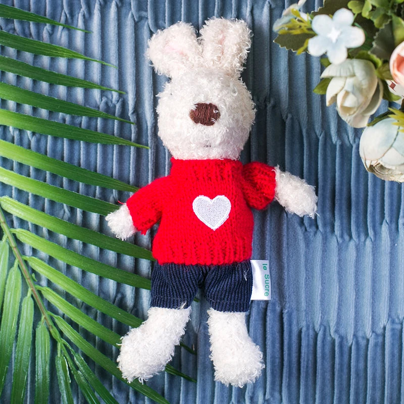 1PC 18cm Cute Rabbit Plush Keychain Toys Mini Bunny Bag Pendants Stuffed Animals Dressing Rabbits Bear Doll for Girls Gift