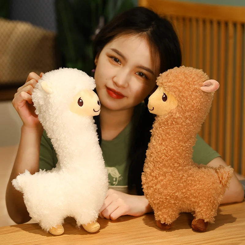 33/53cm White&Brown Alpaca Plush Doll Baby Cute Animal Doll Soft Cotton Stuffed Doll Home Soft Toys Sleeping Stuffed Plush Toys