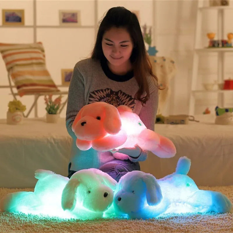 50/35cm Hot Sale Colorful Luminous Dog LED Light Plush Pillow Cushion Kids Toy Stuffed Animal Doll Birthday Gift for Child