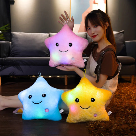 1pc 40CM Luminous Star Pillow Led Light Pillow Plush Pillow Hot Sale Toys Colorful Stars Kids Toys Birthday Gifts For Kids