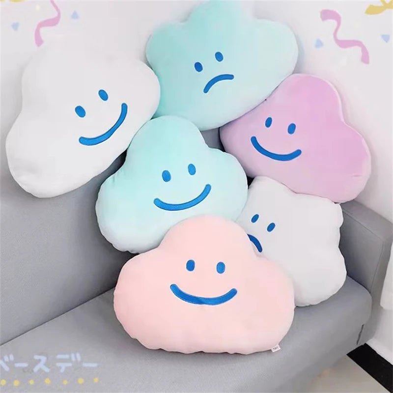 Korean Style Smile Clouds Hug Pillow Girly Room Decoration Expression Cloud Plush Toy Sofa Bed Back Cushion Gifts For Girl