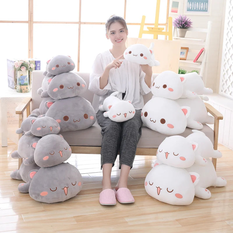 1pc 35/50/65cm Kawaii Lying Cat Plush Toys Stuffed Cute Cat Doll Lovely Animal Pillow Soft Cartoon Cushion Kid Christmas Gift