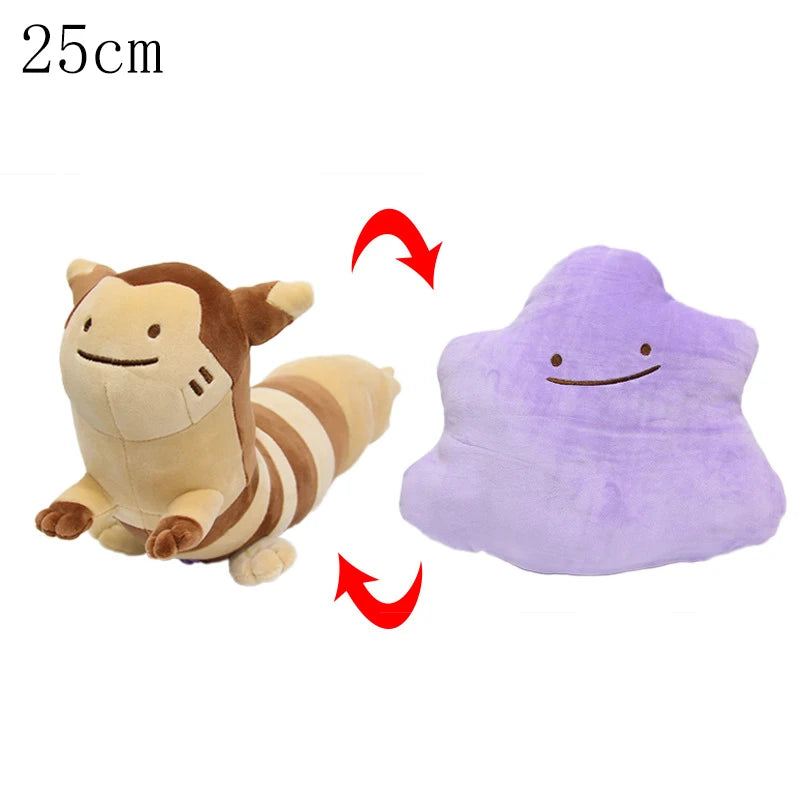 Pokemon Double Sided Ditto Flip Reversible Plush Toy Cartoon Image Expression Eevee Lapras Snorlax Gengar Stuffed Doll Gift