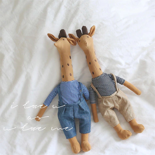 Denmark Giraffe Plush Toy Stuffed Animal Giraffe Doll in Clothes Doll Nordic Style Dressed Giraffe Plushies Soft Toy Girl