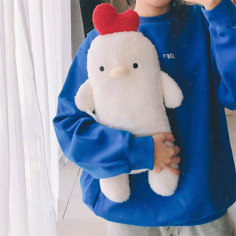 42cm Chick Pillow Plush Toys Funny Chicken Sofa Cushion Stuffed Animal Plushies Appease Doll Birthday Gifts For Kids Girl White