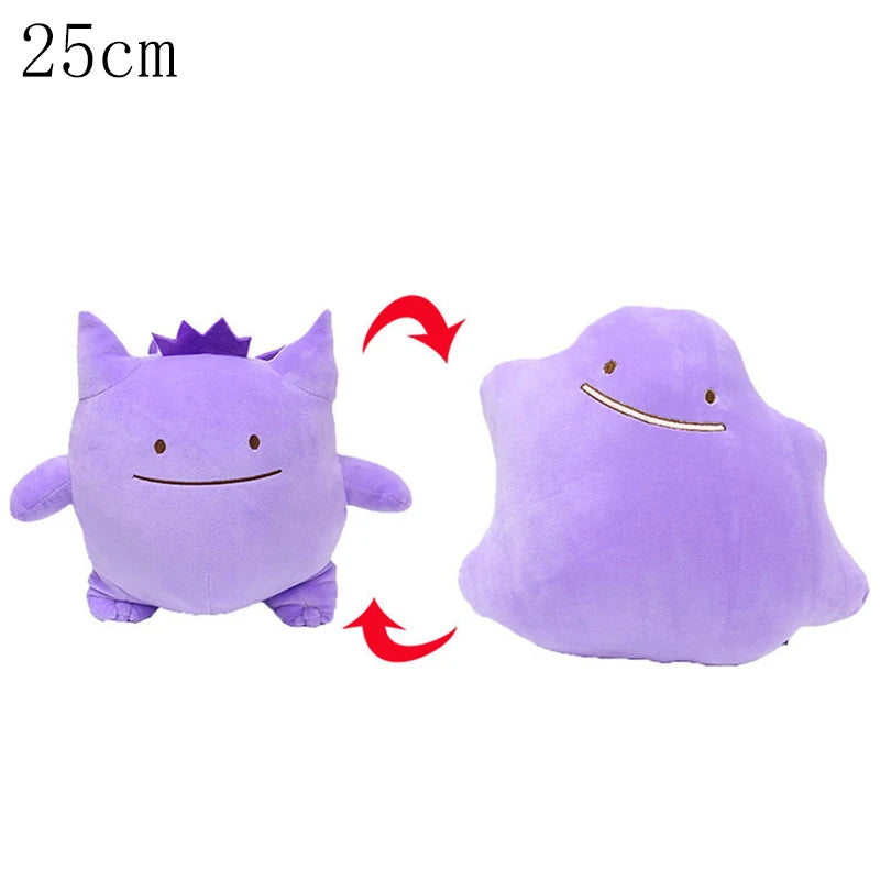 Pokemon Double Sided Ditto Flip Reversible Plush Toy Cartoon Image Expression Eevee Lapras Snorlax Gengar Stuffed Doll Gift