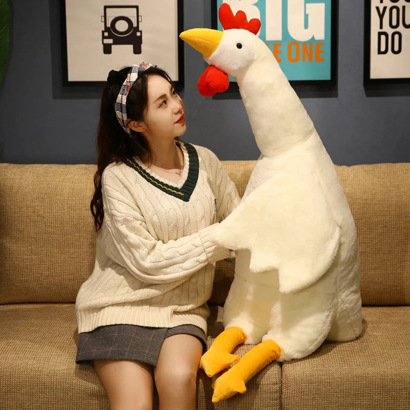 Giant Wings Yellow/White Chickens Plush Toy Stuffed Animal Cock Doll Sleep Long Cushion Boyfriends Pillow Birthday Gift