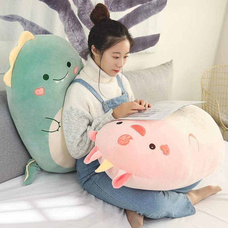 45/60CM Squishy Toy Kawaii Animal Fat Dinosaur Shiba Inu Dog Pillow Plush Toys Cute Rabbit Doll Girls Bed Sleeping Cushion