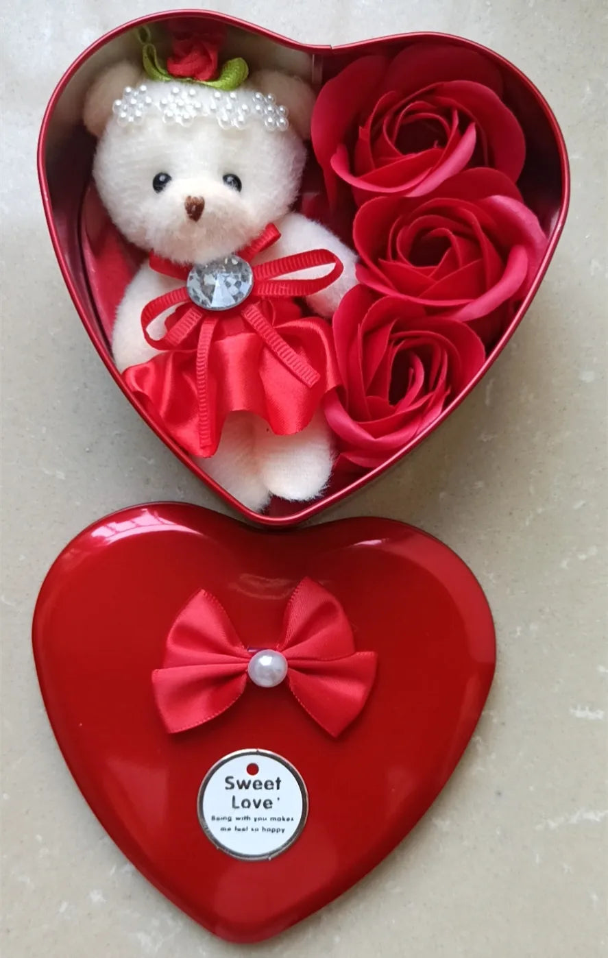 Hot sale Stuffed Animal toys cartoon Teddy Bear plush Doll Heart-Shaped gift box Romantic Wedding Valentine gift