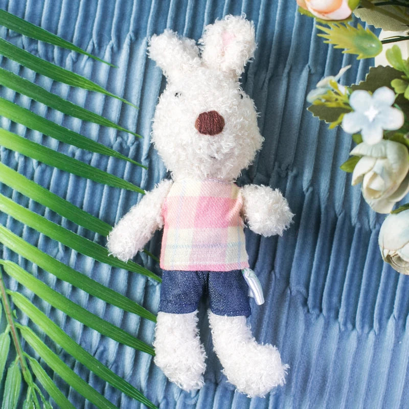 1PC 18cm Cute Rabbit Plush Keychain Toys Mini Bunny Bag Pendants Stuffed Animals Dressing Rabbits Bear Doll for Girls Gift