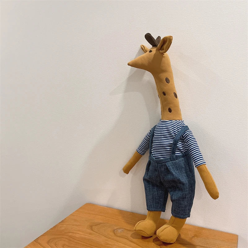 Denmark Giraffe Plush Toy Stuffed Animal Giraffe Doll in Clothes Doll Nordic Style Dressed Giraffe Plushies Soft Toy Girl