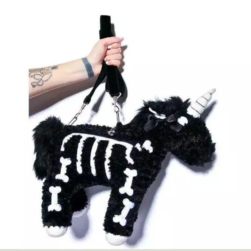 Dark Punk Gothic Unicorn Plush Backpack - Plushy Mart