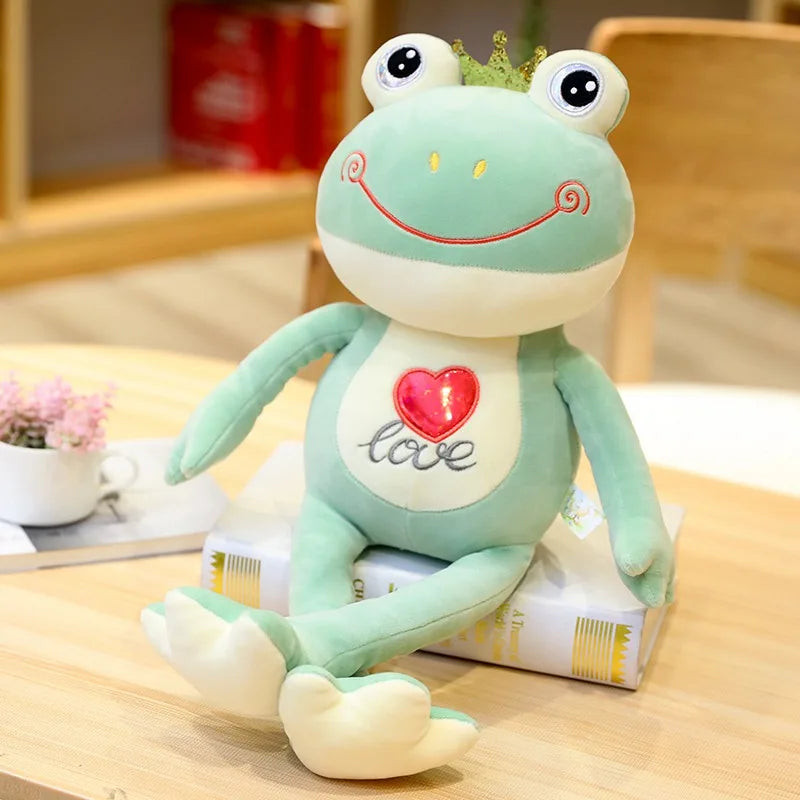 35cm-100cm Crown Frog Long Legs Plush Toy Soft Stuffed Cartoon Animal Smile Frog Doll Baby Toys Kids Girls Birthday Gifts