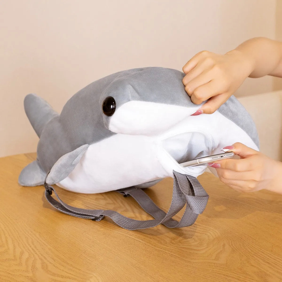 1pc 55cm Plush Hammerhead  Grey Shark Backpack Toys Simulation Shark Dolls Stuffed Soft Student Backpack for Children Kids Gift