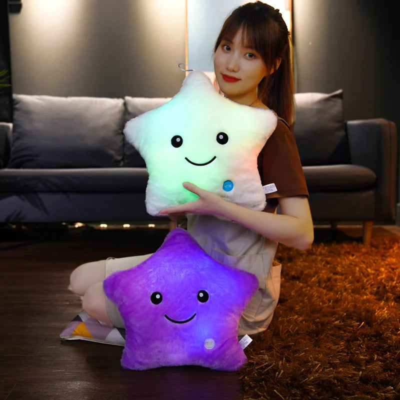 1pc 40CM Luminous Star Pillow Led Light Pillow Plush Pillow Hot Sale Toys Colorful Stars Kids Toys Birthday Gifts For Kids