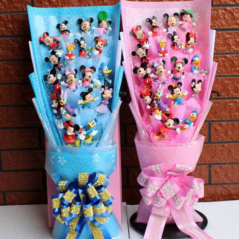 Disney Doll Mickey Minnie Mouse Cartoon Flower Bouquet Lilo Stitch Donald Duck Daisy Plush Toy Bouquet Birthday  Valentine Gift