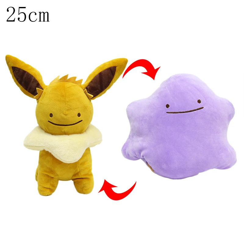 Pokemon Double Sided Ditto Flip Reversible Plush Toy Cartoon Image Expression Eevee Lapras Snorlax Gengar Stuffed Doll Gift