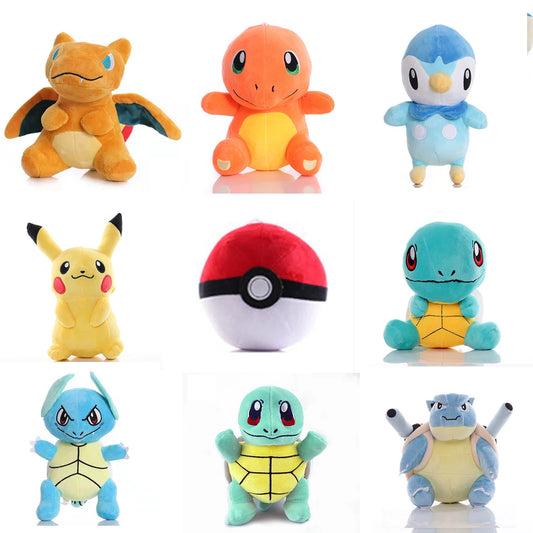 TAKARA TOMY  Anime Pokemoned Eve Pikachsus Piplup Charizard Wartortle Squirrel   Kawaii Plush Toys Dolls Gift For Children