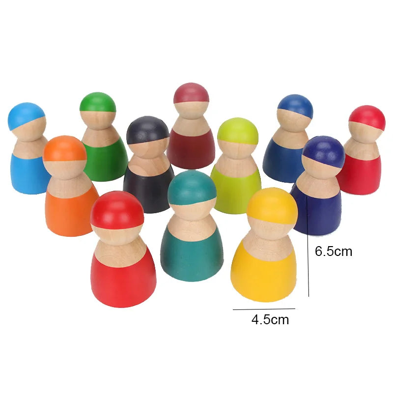 Wooden Rainbow Blocks Da Vinci Bridge Grimms Balls Rainbow Stackers Baby Stacking Game Wood Rainbow Stackers for Kids Montessori