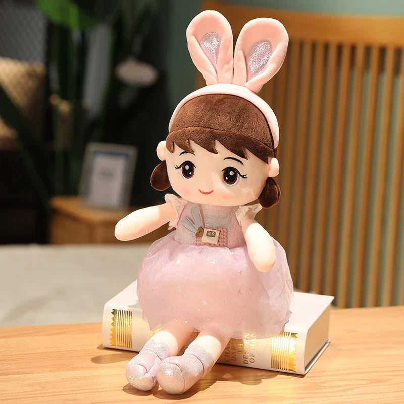 45cm Beautiful Happy Girl Doll Stuffed Simulation Rabbit ears Lovely Toy Plush Animal Pillow Children Kids Birthday Gift