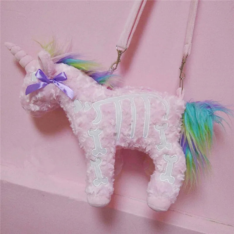 Dark Punk Gothic Unicorn Plush Backpack - Plushy Mart