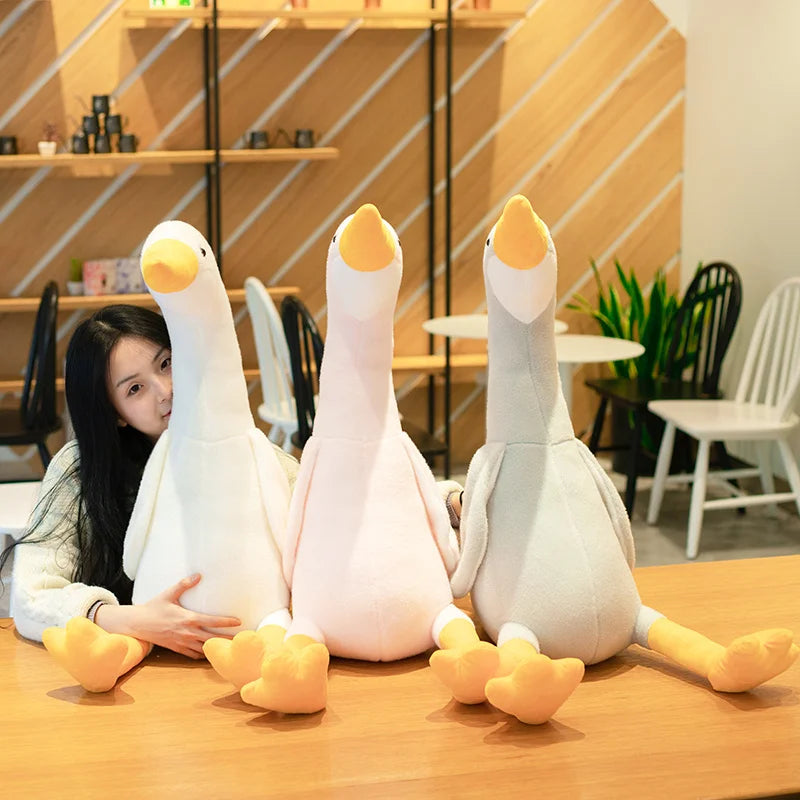 32-100cm Big Plush White Duck Toy Giant SIze Pink Duck Sky Long Neck Goose Lifelike Animal Doll toys for Kids Birthday Gift