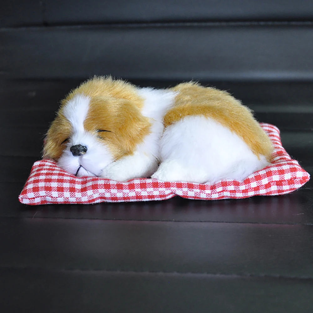 ABS Plush Dogs Car Ornament Decoration Simulation Sleeping Dog Toy Automotive Dashboard Decor Ornament Cute Auto Car Accessories