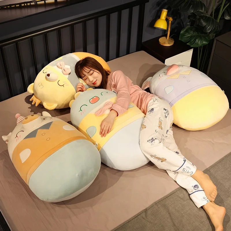 High Quality Dress Suit Dinosaur&Elephant&Piggy&Bear Plush Fat Pillow Soft Cartoon Animals Stuffed Doll Kawaii Cushion Gift