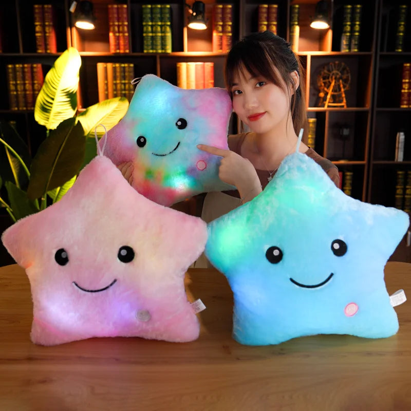 1pc 40CM Luminous Star Pillow Led Light Pillow Plush Pillow Hot Sale Toys Colorful Stars Kids Toys Birthday Gifts For Kids