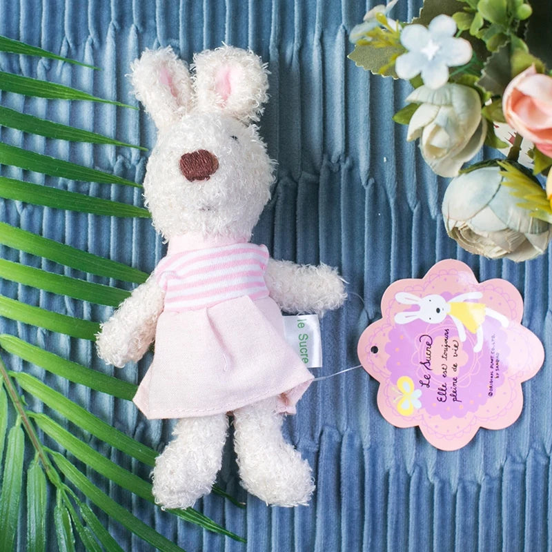 1PC 18cm Cute Rabbit Plush Keychain Toys Mini Bunny Bag Pendants Stuffed Animals Dressing Rabbits Bear Doll for Girls Gift