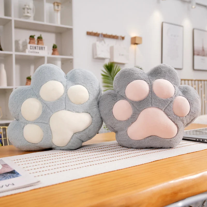 Kawaii Animal Bear Paw Pillow Cute Stuffed Cat Paw Hand Warmer Plush Blanket Home Chair Decor Children Gift