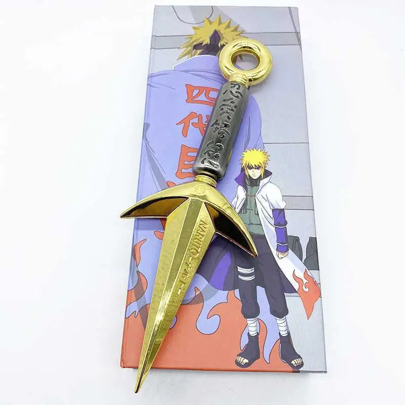 25cm Naruto Ninja Japanese Anime Peripheral Yellow Lightning Namikaze Minato Flying Thunder God Kunai Weapon Model Metal Toys