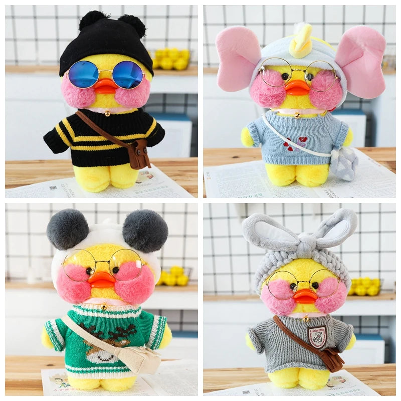 30cm LaLafanfan Cafe Duck Plush Toys LaLafanfan Clothes Cartoon Stuffed Dolls Ducks Accessories Outfit Hair Band Kids Girls Gift