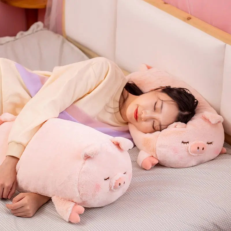 60cm Squish Pig&Fox&Dog&Rabbit Stuffed Doll Lying Plush Piggy Toy Animal Soft Plushie Pillow Cushion Kids Baby Comforting Gift