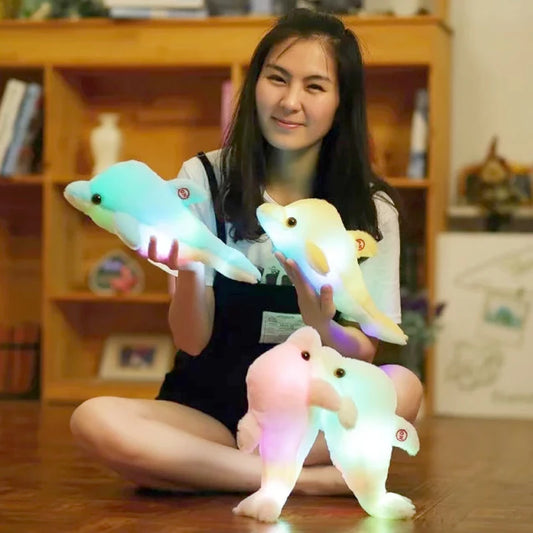 32cm Creative Luminous Plush Dolphin Doll