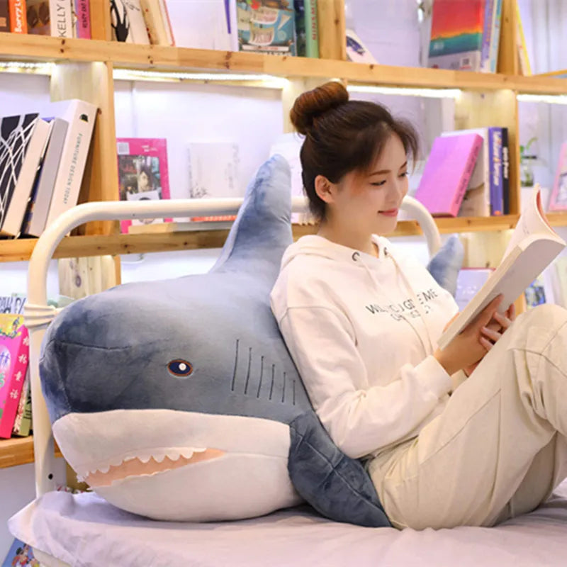 140cm Giant Big Funny Soft Bite Shark Plush Toy Stuffed Cute Animal Reading Pillow Appease Cushion Doll Gift For Children Baby