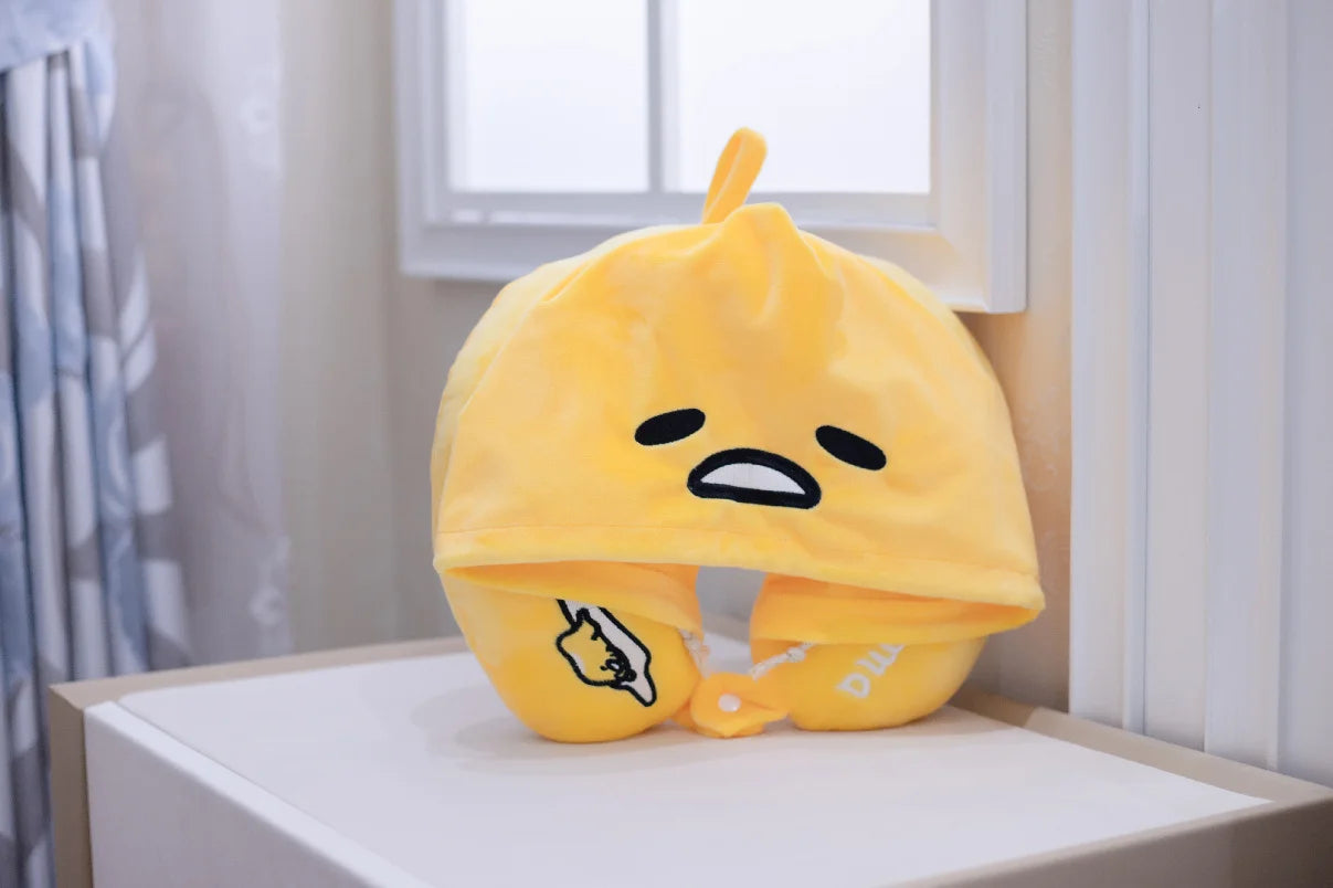 New Style Japanese Anime Cute Egg Yolk Plush Toys  Travel Pillow Shoulder Pad Portable U-shaped Headrest Long Trip  Girl Gift