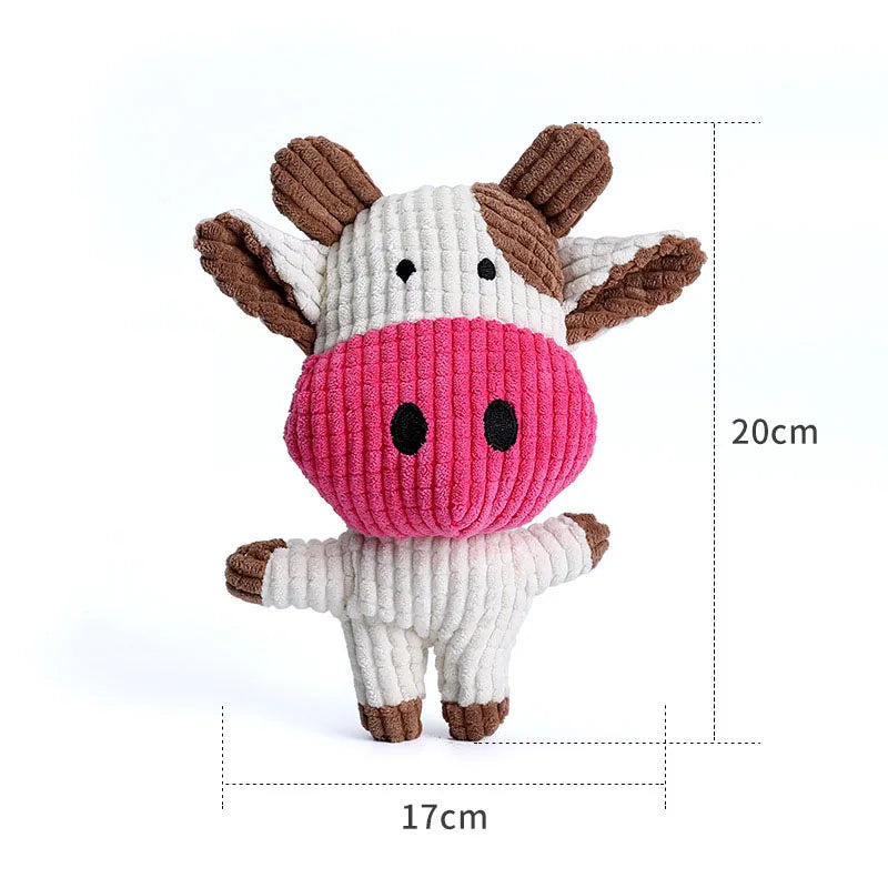 Cute Plush Toys Squeak Pet Cow Rabbit Animal Plush Toy Dog Chew Squeaky Whistling Involved Squirrel Dog Toys