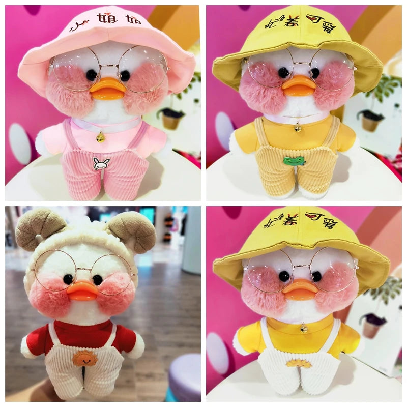 30cm LaLafanfan Cafe Duck Plush Toys LaLafanfan Clothes Cartoon Stuffed Dolls Ducks Accessories Outfit Hair Band Kids Girls Gift