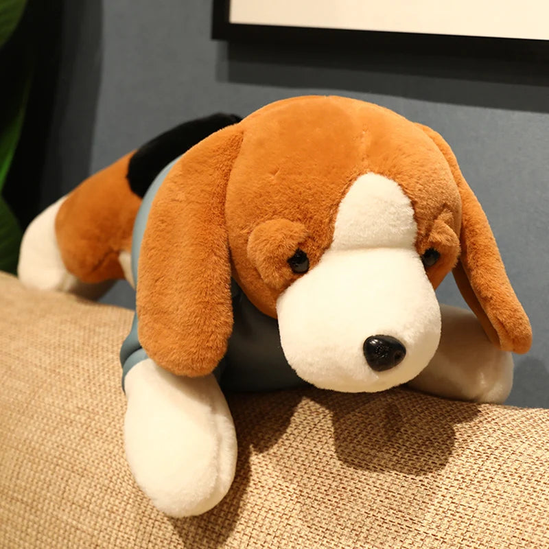 40-80CM Kawaii Stuffed Dog Plush Toy Lying Beagle Puppy Dog with Clothes Soft Pillows Cute Animals Doll Birthday Gift