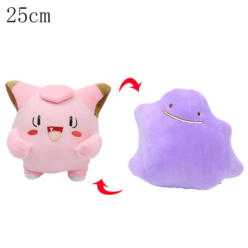 Pokemon Double Sided Ditto Flip Reversible Plush Toy Cartoon Image Expression Eevee Lapras Snorlax Gengar Stuffed Doll Gift