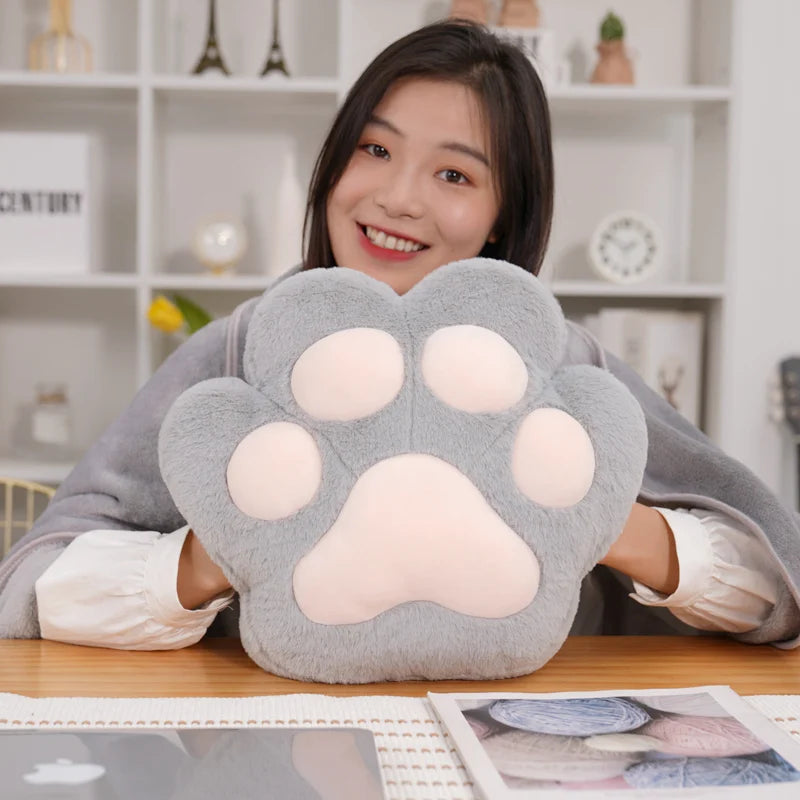 Kawaii Animal Bear Paw Pillow Cute Stuffed Cat Paw Hand Warmer Plush Blanket Home Chair Decor Children Gift