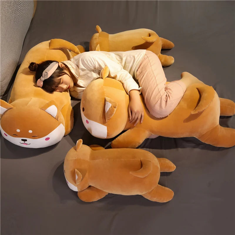 40-100cm Cute Lying Akita Dog Plush Toy Stuffed Soft Animals Shiba Inu Chai Dog Sleep Doll Pillow Kawaii Toys Gift for Children