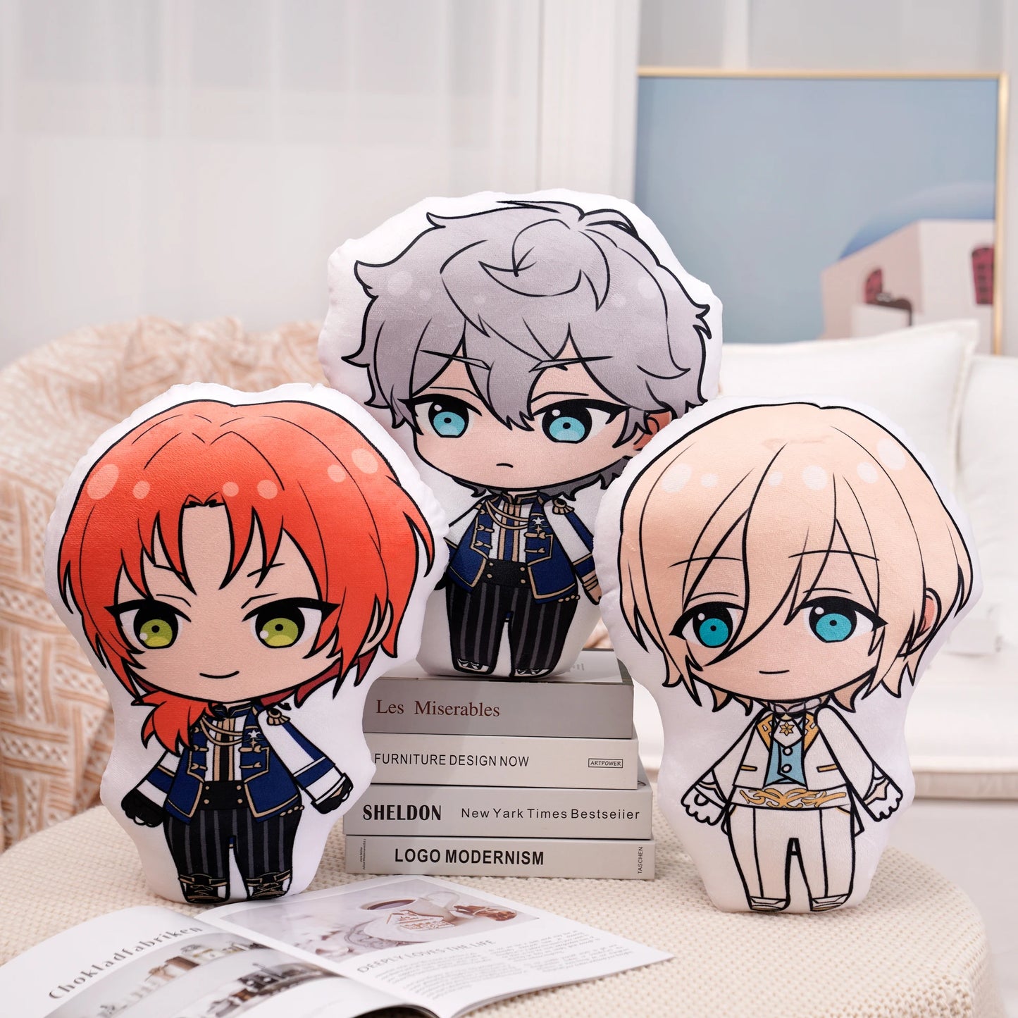 45cm Ensemble Stars Cartoons Anime Plush Toy Eichi Sakuma Rei Throw Pillow Cosplay Sofa Cushion Double-sided Printing Girl Fans