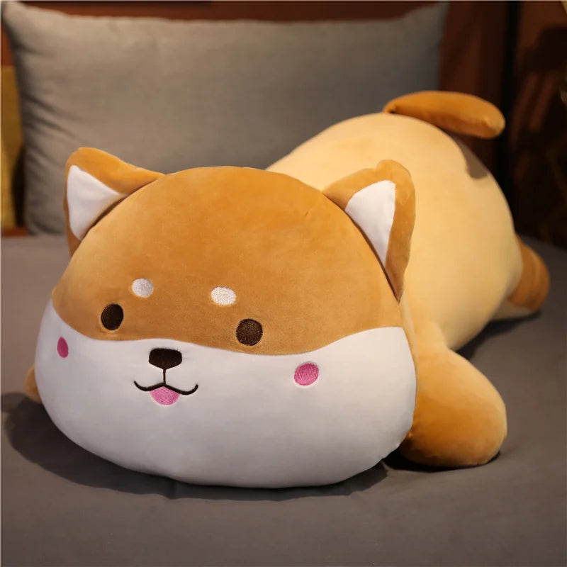 40-100cm Cute Lying Akita Dog Plush Toy Stuffed Soft Animals Shiba Inu Chai Dog Sleep Doll Pillow Kawaii Toys Gift for Children