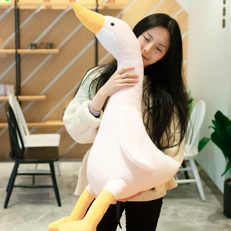 32-100cm Big Plush White Duck Toy Giant SIze Pink Duck Sky Long Neck Goose Lifelike Animal Doll toys for Kids Birthday Gift